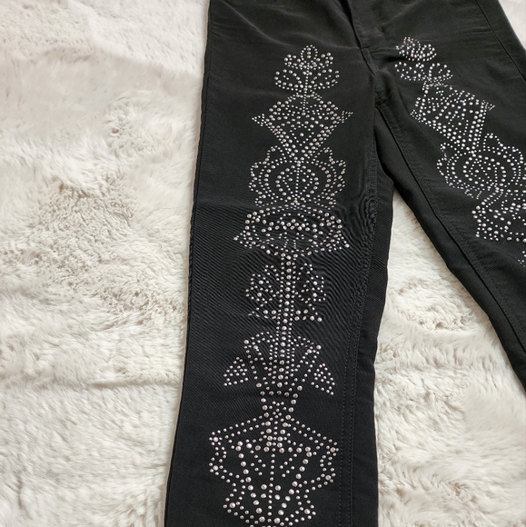 Rare H&M Black Beading High Waisted Strechy Streight Leg Pants Co ord Set - Picture 4 of 16